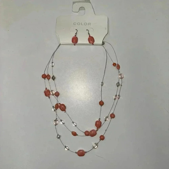 Kohl's Color Women's Necklace Set Coral OS with earrings NEW! - Picture 7 of 7